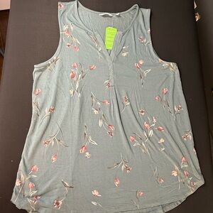 Reitmans Floral Tank Top - Soft Green and Pink